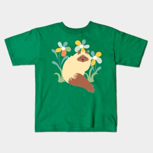 Himalayan Cat and Flowers Kids T-Shirt